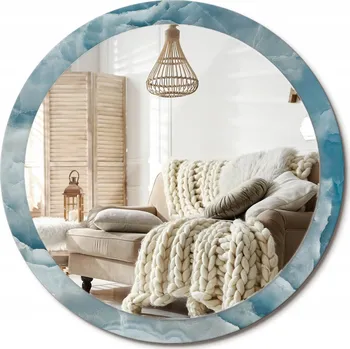 Zrcadlo Zrcadlo nástěnné s ozdobným rámem XXL 100 cm Modrý mramor onyx