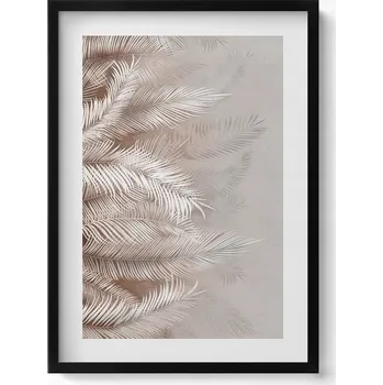 Obraz Elegantní obraz do obýváku v černém rámu Boho rustikální listy 50x70 cm