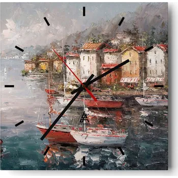 Hodiny Velké nástěnné hodiny 40x40 Architektura Skleněné hodiny Tiché