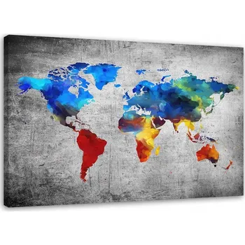 Obraz Obraz na plátně – Canvas, Malovaná mapa světa