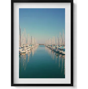 Obraz Dekorativní obraz v černém rámu na zeď Lodě na jezeře 50x70 cm