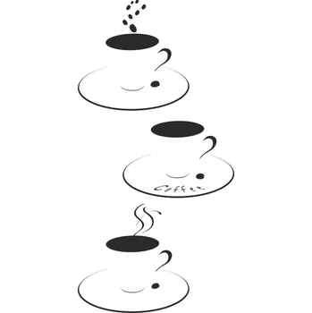 Obraz Samolepka na stěnu Drukant W-K018_140 šálky černá 140x70 cm