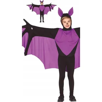Karnevalový kostým KOSTÝM MALÝ NETOPÝR ČERNÝ FIALOVÝ PONČO HALLOWEEN KARNEVAL 128