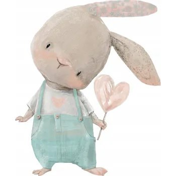 Obraz XL samolepka na stěnu KRÁLÍČEK serca 100x100 cm