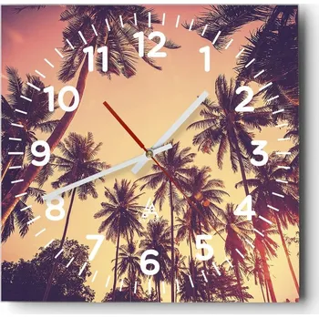 Hodiny Kuchyňské nástěnné hodiny 30x30 Botanika Skleněné hodiny do obýváku Moderní Tiché