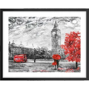 Obraz Foto obraz plakát na zeď v černém rámu 50x40 město plakáty do obýváku