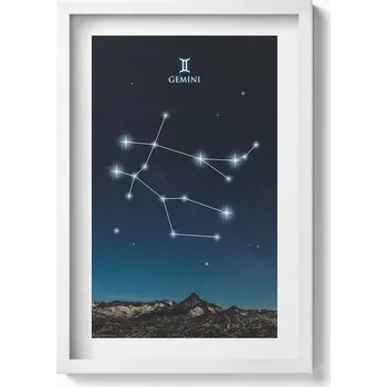Obraz Závěsný obraz rámeček bílé barvy Znamení zvěrokruhu Blíženci 40x60 cm