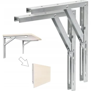 Koupelnový nábytek Podstavec úhelník sklopná podpěra pod polici L-400, Pozink, sada 2 kusů