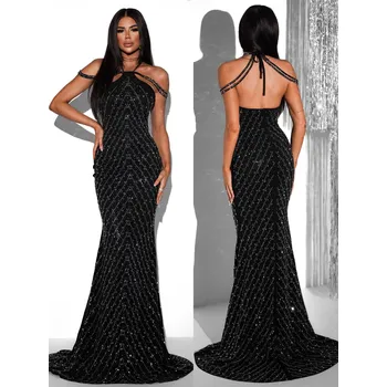 Dámské šaty Černé třpytivé plesové šaty KUALA Velikost: L