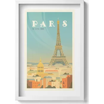 Obraz Obraz na zeď dekorace interiéru Ilustrace Paříže a Eiffelovy věže 40x60 cm