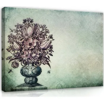 Obraz OBRAZ NA PLÁTNĚ CANVAS 100x75 KVĚTINY VÁZA KYTICE