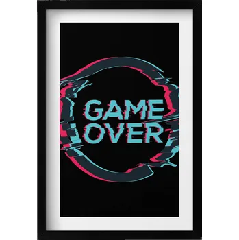 Obraz Dekorativní nástěnný obraz v rámu do obýváku Nápis Game Over pro hráče 40x60 cm