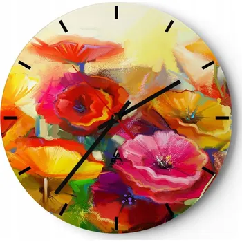 Hodiny Nástěnné hodiny do kuchyně 30x30 Květiny Skleněné hodiny do obýváku Loft Tiché