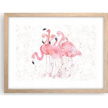 Obraz Obraz plakát v rámu světlý dub do obýváku 40x30 plameňáci foto na zeď