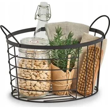 Úložný box Úložný koš, kovový, černý, 35x23,5x