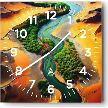 Hodiny Kuchyňské nástěnné hodiny 30x30 Krajina Skleněné hodiny do obýváku Moderní Tiché