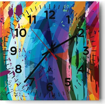 Hodiny Kuchyňské nástěnné hodiny 30x30 Abstrakce Skleněné hodiny do obýváku Moderní Tiché