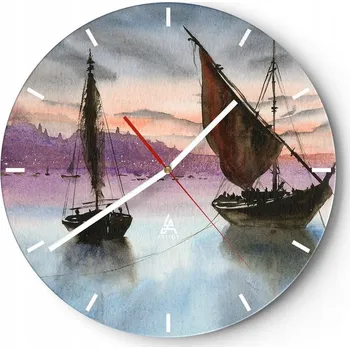 Hodiny Velké nástěnné hodiny 40x40 Plachetnice Skleněné hodiny Kulatý Tiché