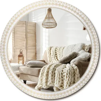 Zrcadlo Kulaté dekorativní zrcadlo na zeď do domu, kanceláře - Indiánská mandala, průměr 90 cm