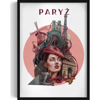 Obraz Stylový obraz v rámu Paříž Eiffelova věž Notre Dame Moulin Rouge 50x70 cm