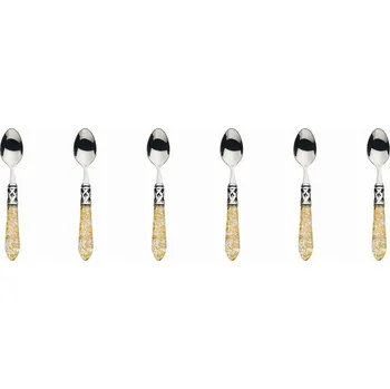 Příbor SADA 6 LŽIČEK NA KÁVU se ZLATÝMI TŘPYTKAMI Aladdin Bugatti