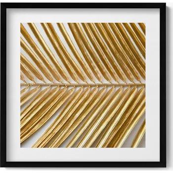 Obraz Dekorativní nástěnný obraz v černém rámu s grafikou List glamour 50x50 cm