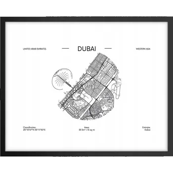 Obraz Foto obraz plakát na zeď v černém rámu 50x40 mapa plakáty do obýváku