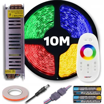 LED osvětlení SADA RGB LED pásek barevný + teplá bílá s dálkovým ovládáním a napájecím zdrojem 10M 12V
