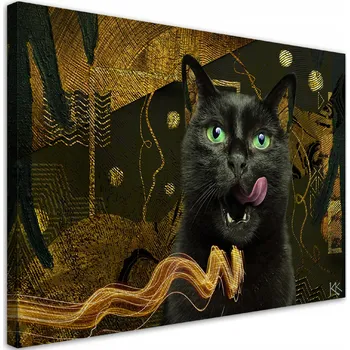 Obraz OBRAZ NA PLÁTNĚ Černá kočka abstrakce 90x60