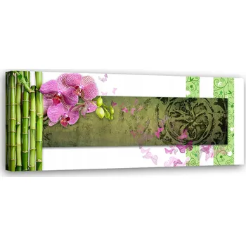 Obraz MODERNÍ OBRAZ Orchidej a bambusy NA PLÁTNĚ 90x30