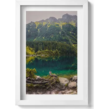 Obraz Dekorativní obraz v bílém rámu do obýváku Morskie Oko v Tatrách 20x30 cm