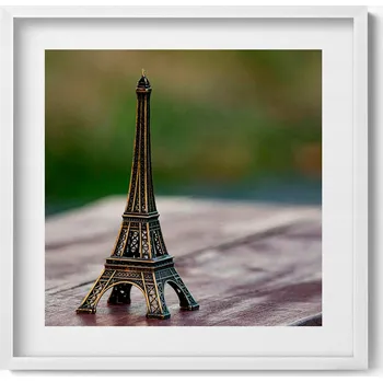 Obraz Dekorativní nástěnný obraz s rámem a grafikou loft Eiffelova věž suvenýr 50x50 cm