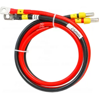 elektrický kabel 40cm sada kabelů LGY 25 s oky M8 pro akumulátory a měniče +/- ML010311