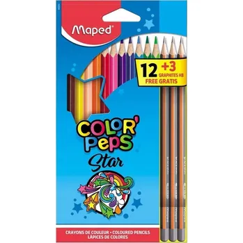 Pastelka Trojúhelníkové Pastelky Maped Color Peps 12 kusů + 3 x tužka HB