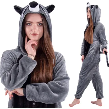 Dámské pyžamo Mývalí pyžamo Kigurumi Onesie Kostým Kombinéza Pánská XXL 183-195 cm