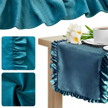 ubrus Běžec na stůl 40x180 Dekorační s volánky Velurový LIGIA