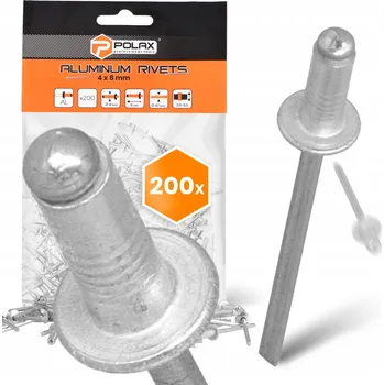 Nýt 200x Trhací nýty 4x8 mm HLINÍKOVÉ Pozinkované ODOLNÉ Stříbrné nýty 9 9T