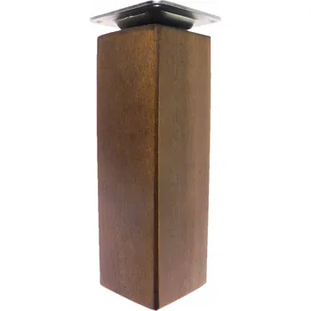 Obraz Dřevěné nábytkové nohy 15 cm čtverec 5 x 5 cm, moření, ořech, upevnění