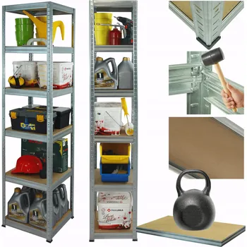 Dílenský regál Kovový regál do skladu, stojan pozink HELIOS 196x50x50cm 6 polic x 175kg, SILNÝ