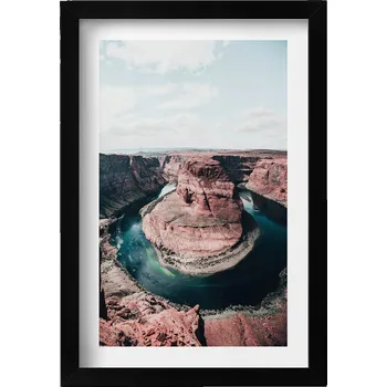 Obraz Nástěnný dekorativní foto obraz v černém rámu Řeka a útes krajina 20x30 cm