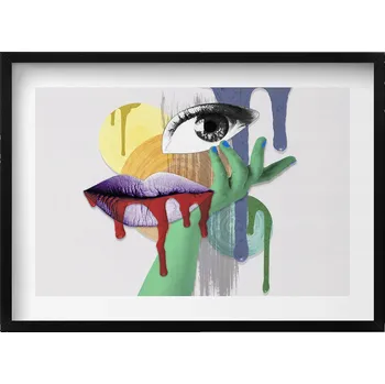 Obraz Nástěnný dekorativní obraz v rámu s grafikou: Surrealistická koláž, 70x50 cm