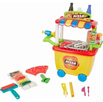 Modelovací hmota MODELÍNA PIZZERIE NA KOLEČKÁCH VOZÍK S PIZZOU MODELOVACÍ HMOTA PLAYGO 3+
