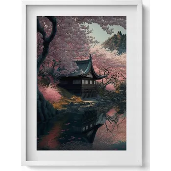 Obraz Dekorativní obraz v rámu do obýváku Krásná asijská višňový květ 50x70 cm