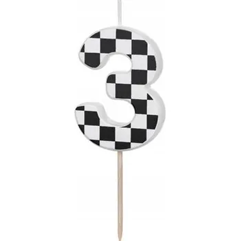 Narozeninová svíčka Číslice 3, 5,5 cm, mix barev