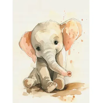 Plakát Plakát Šedý Slon bez rámu 21 x 29,7 cm