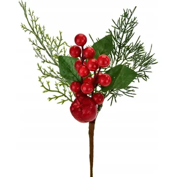 umělá květina Větvička s květy bezu a jablíčkem, 25 cm