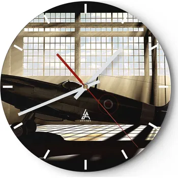 Hodiny Velké nástěnné hodiny 40x40 Letecké hodiny Skleněné hodiny Kulatý Tiché