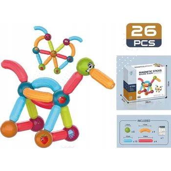 ostatní stavebnice VELKÉ MAGNETICKÉ STAVEBNÍ STAVEBNICE PUZZLE 26