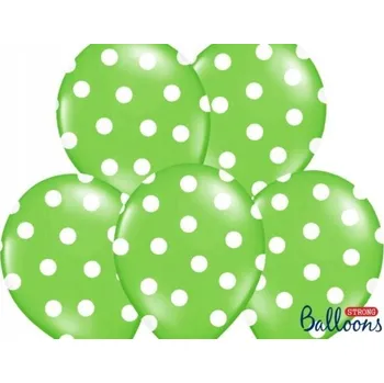 Balónek Balónky 30 cm, Puntíky, Pastelově limetkově zelené, 6 ks