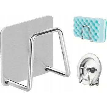 Věšák ORGANIZÉR NA HOUBIČKY DO KUCHYNĚ DO DŘEZU NA ZEĎ DRŽÁK VĚŠÁK ČERNÝ OCELOVÝ